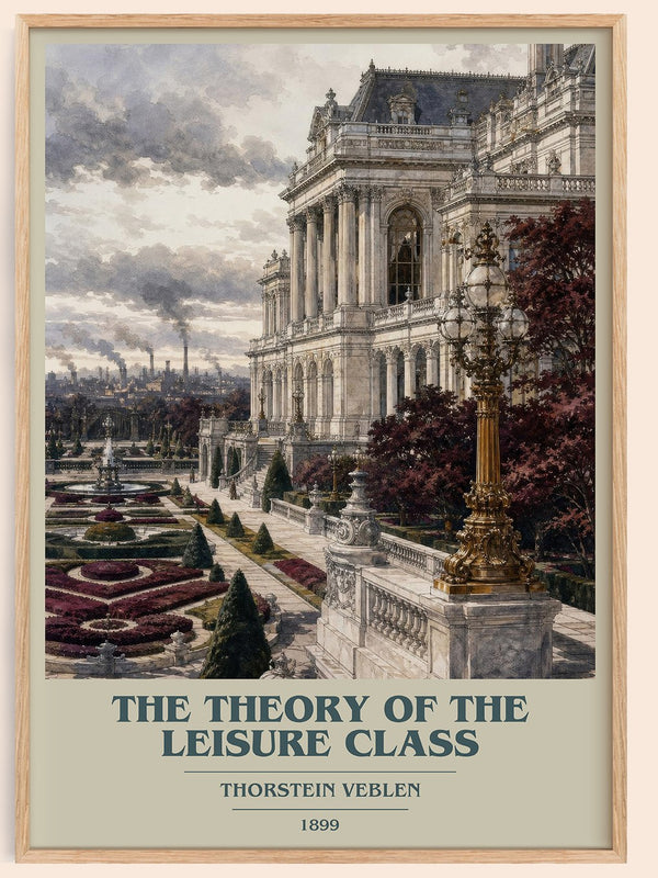 The Theory of the Leisure Class book cover book poster by Thorstein Veblen – framed literary art print