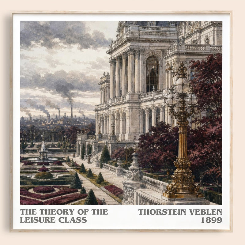 The Theory of the Leisure Class literary book poster by Thorstein Veblen – framed literary art print