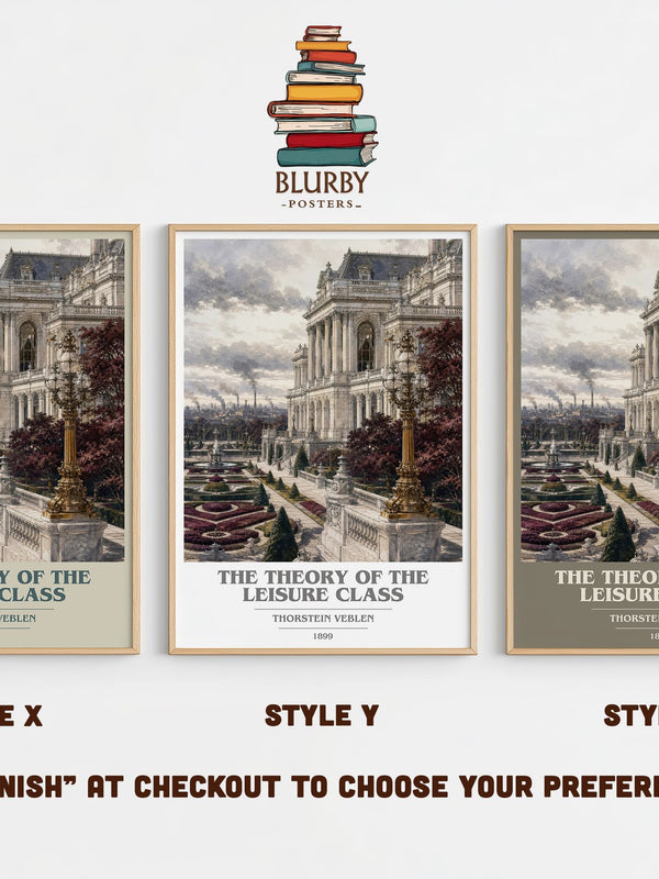 The Theory of the Leisure Class book cover print in frame leaning in hallway – non fiction wall art