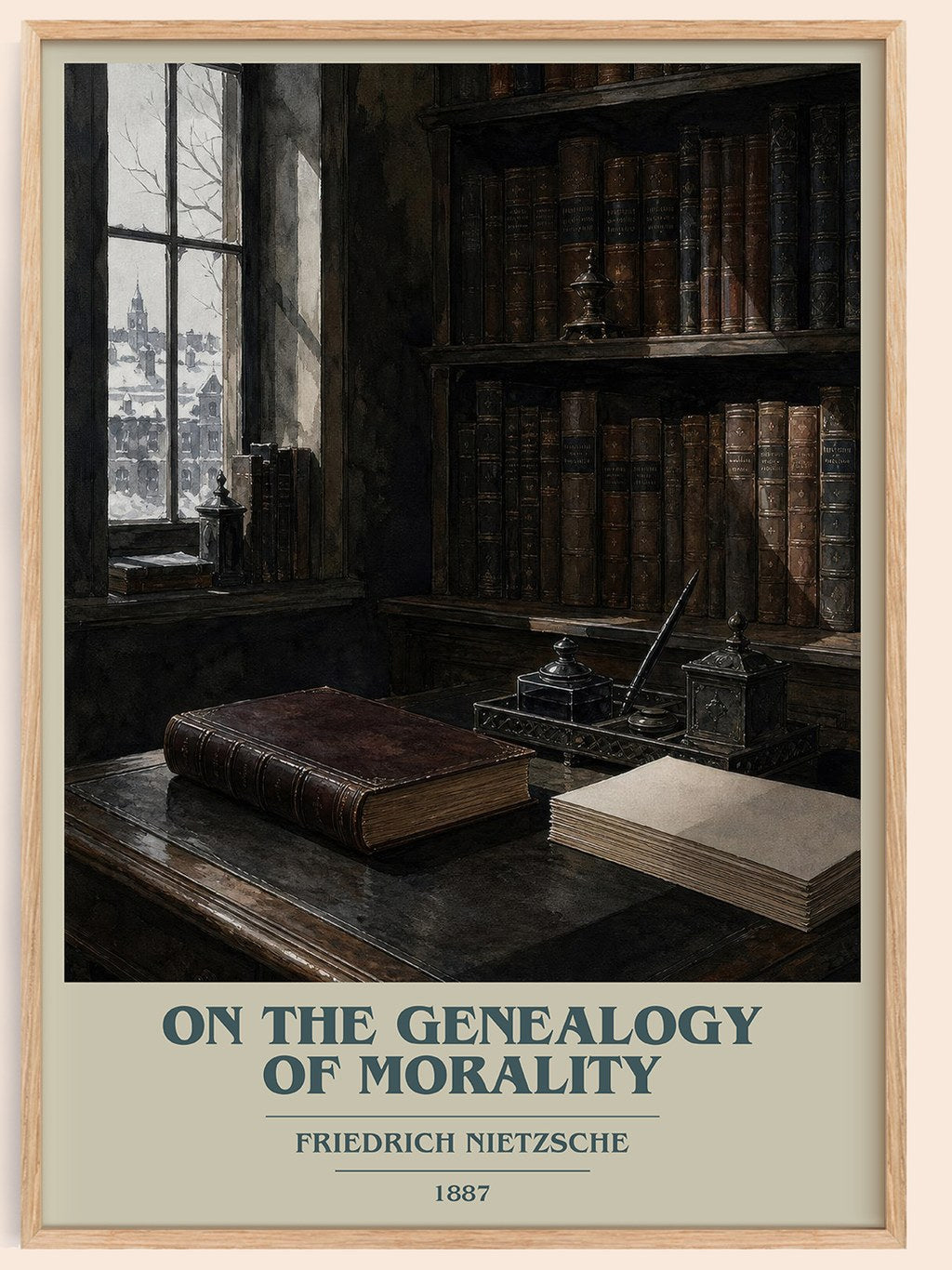 On the Genealogy of Morality book cover book poster by Friedrich Nietzsche – framed literary art print