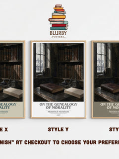 On the Genealogy of Morality book cover print in frame leaning in hallway – philosophy wall art
