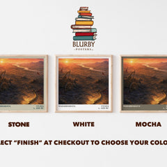 Mahabharata literary print framed by window – Stone, White and Mocha square prints side by side – choose your colour