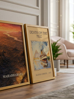 Mahabharata watercolour print framed by window – literary home decor