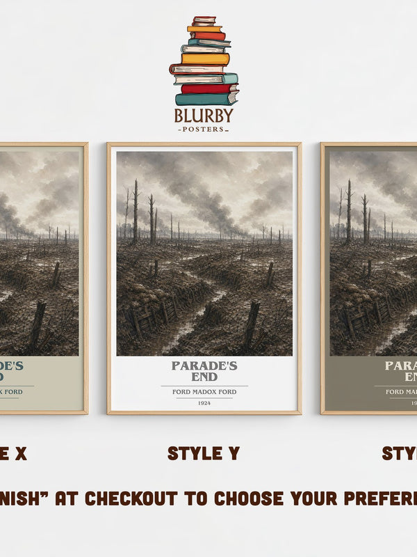 Parade's End book cover print in frame leaning in hallway – literary fiction wall art