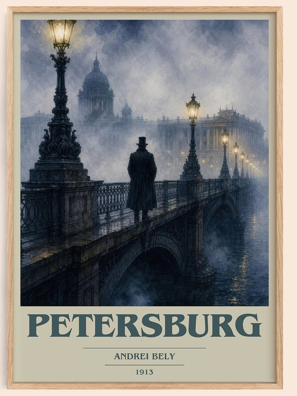 Petersburg book cover book poster by Andrei Bely – framed literary art print