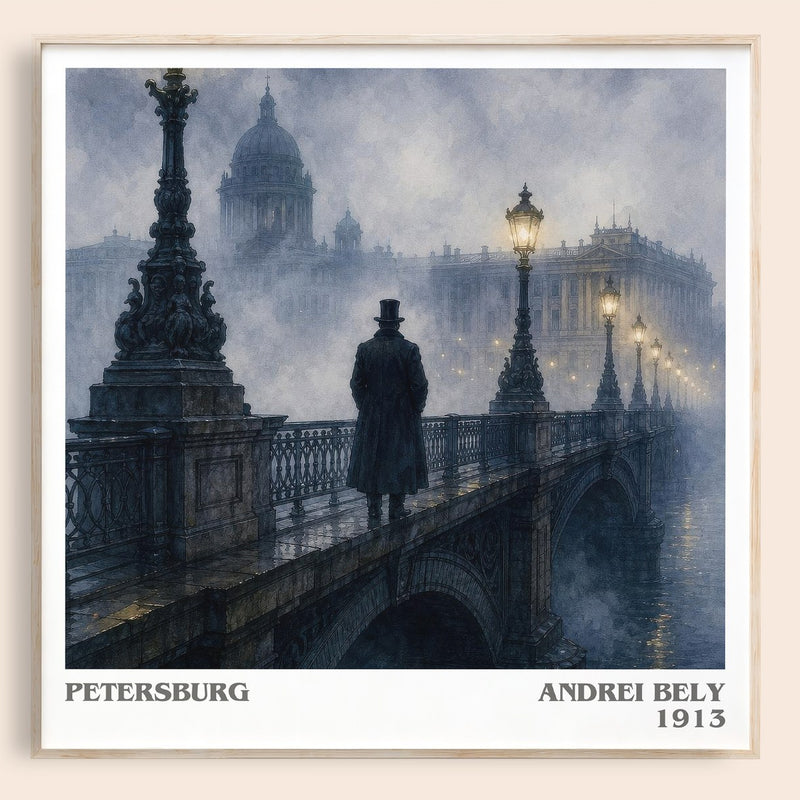 Petersburg literary book poster by Andrei Bely – framed literary art print