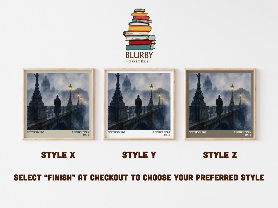 Petersburg literary print in frame leaning in hallway – literary fiction wall art (mockup)