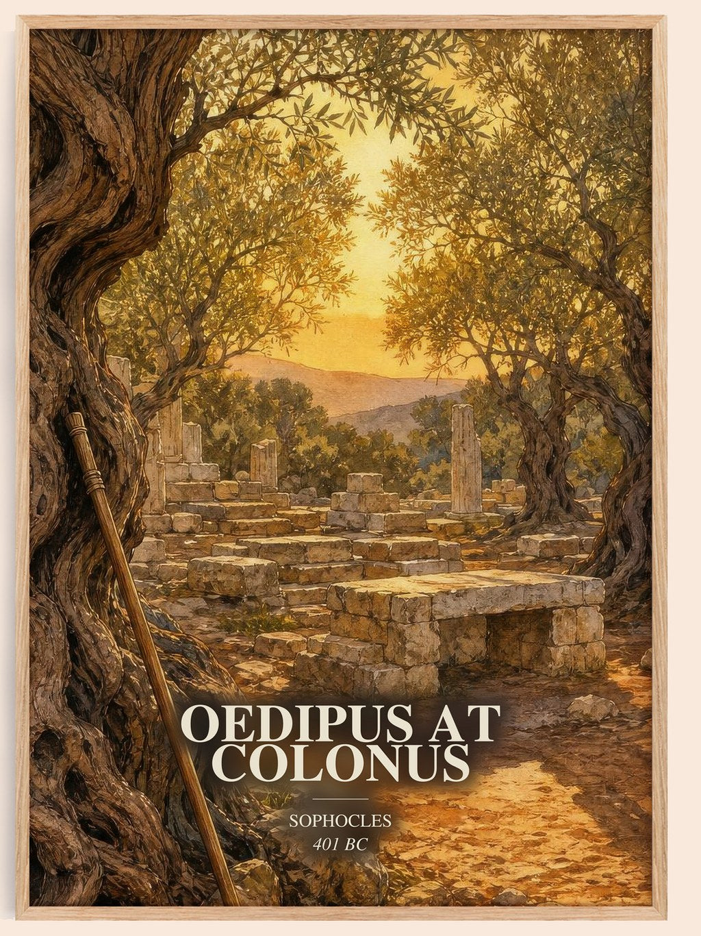 Oedipus at Colonus watercolour book poster by Sophocles – framed literary art print