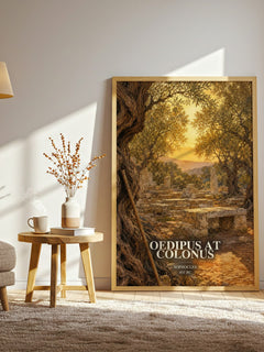 Oedipus at Colonus watercolour print in frame leaning in hallway – classic literature wall art
