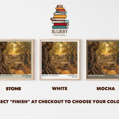 Oedipus at Colonus literary print framed by window – Stone, White and Mocha square prints side by side – choose your colour