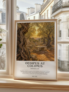 Oedipus at Colonus bookish print in frame leaning in hallway – classic literature wall art