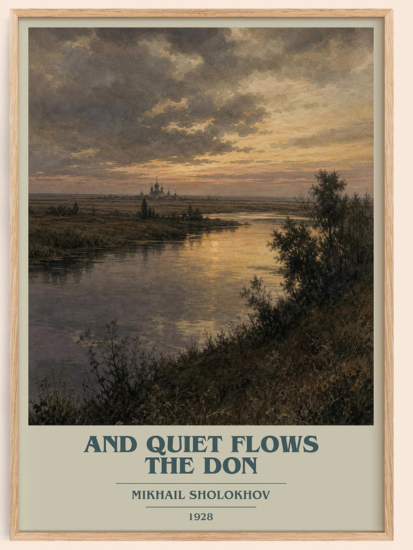 And Quiet Flows The Don book cover book poster by Mikhail Sholokhov – framed literary art print