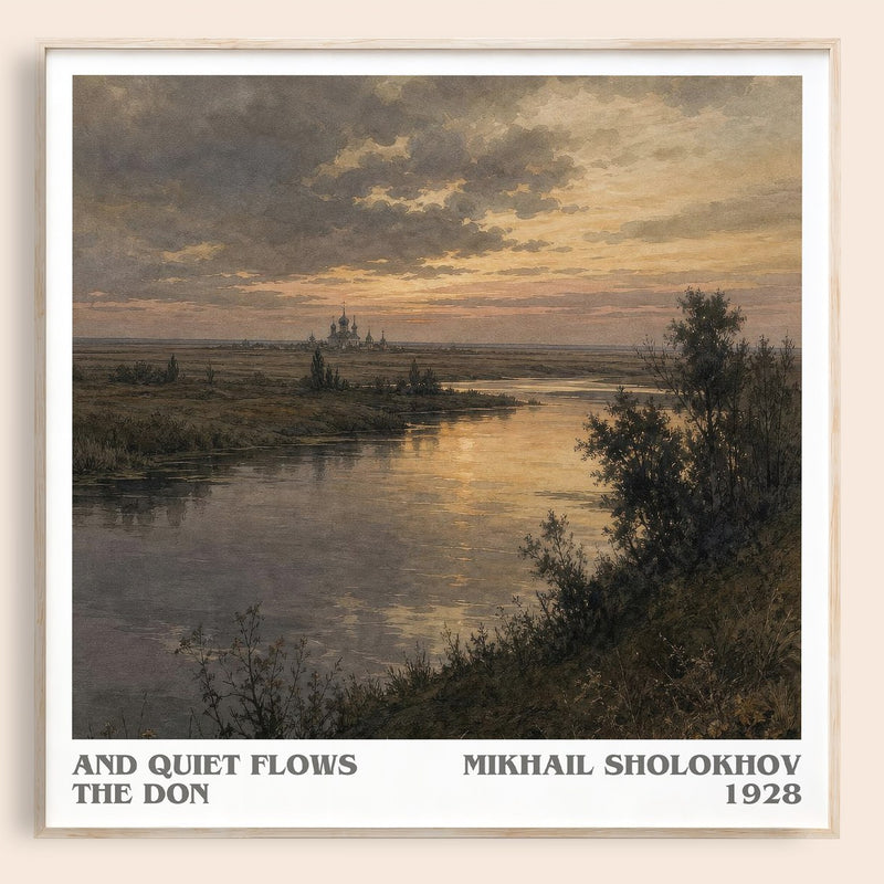 And Quiet Flows The Don literary book poster by Mikhail Sholokhov – framed literary art print