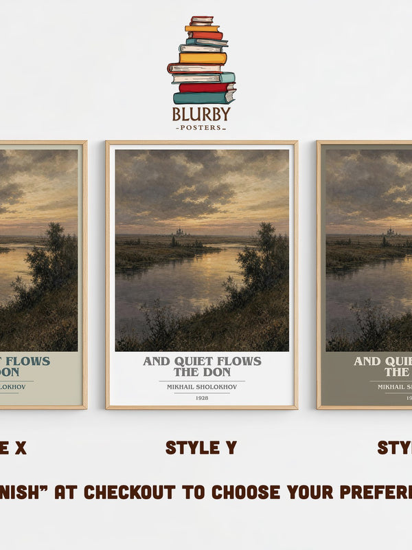 And Quiet Flows The Don book cover print in frame leaning in hallway – historical fiction wall art