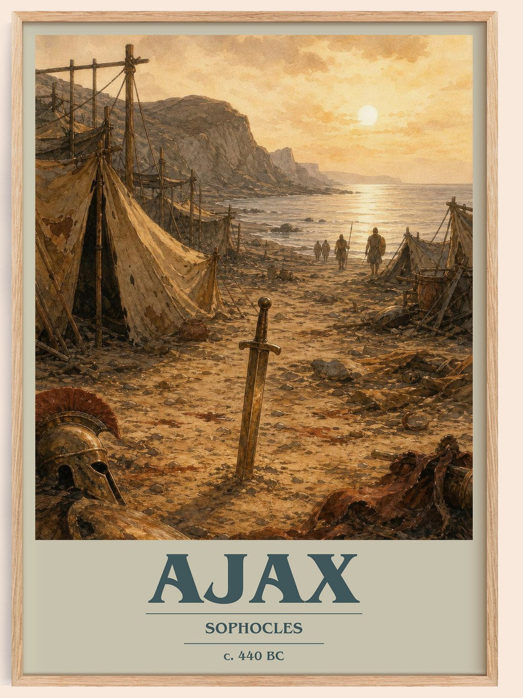 Ajax book cover book poster by Sophocles – framed literary art print
