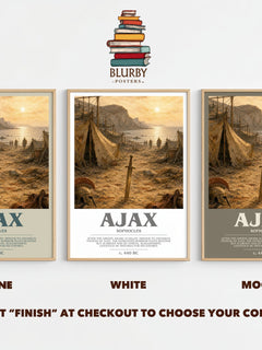 Ajax bookish print framed by window – Stone, White and Mocha side by side – choose your colour