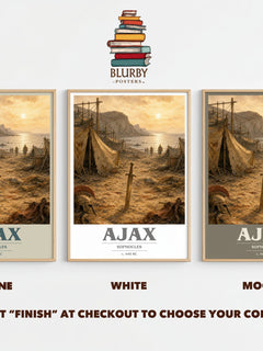 Ajax book cover print framed by window – Stone, White and Mocha side by side – choose your colour