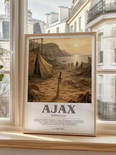 Ajax bookish print in frame leaning in hallway – classic literature wall art