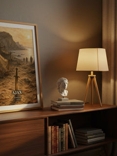 Ajax watercolour print on bookshelf – Sophocles fan gift