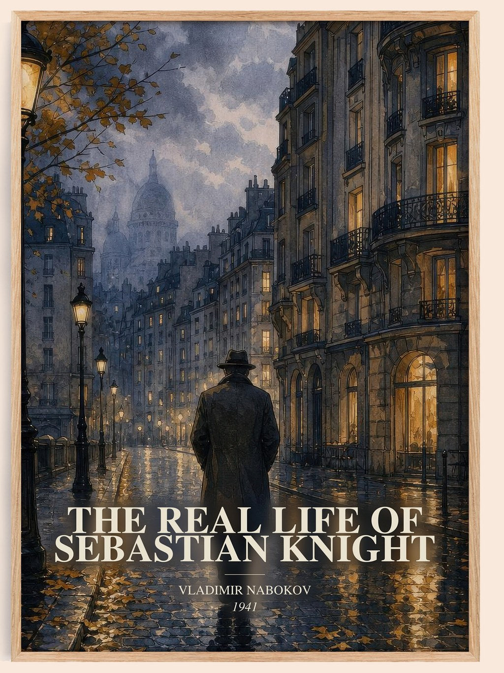 The Real Life of Sebastian Knight watercolour book poster by Vladimir Nabokov – framed literary art print