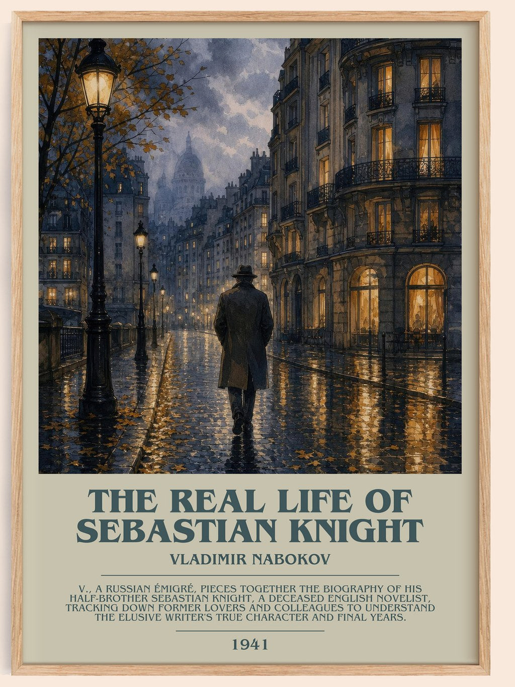 The Real Life of Sebastian Knight bookish book poster by Vladimir Nabokov – framed literary art print