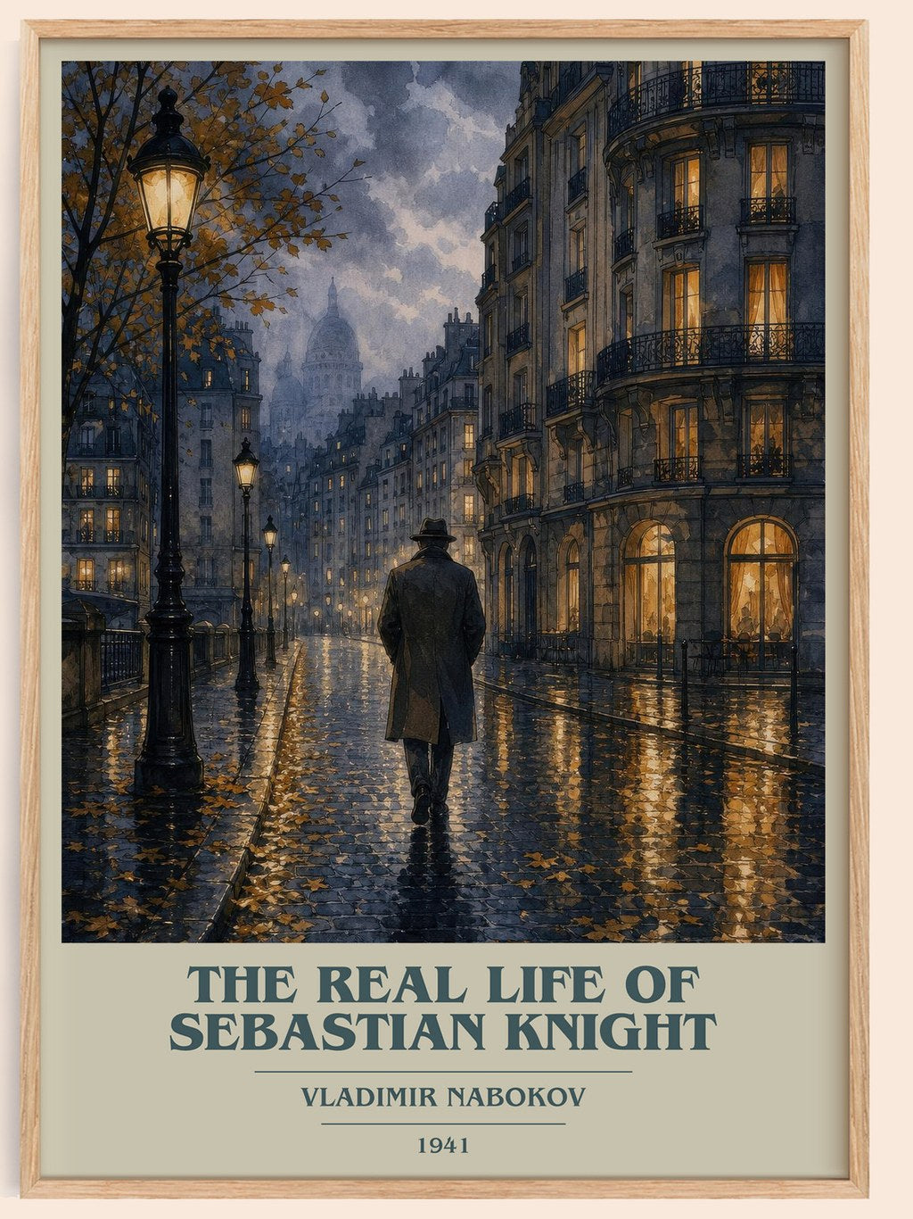 The Real Life of Sebastian Knight book cover book poster by Vladimir Nabokov – framed literary art print