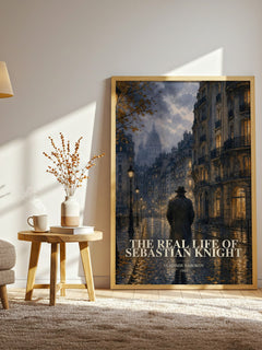 The Real Life of Sebastian Knight watercolour print in frame leaning in hallway – literary fiction wall art