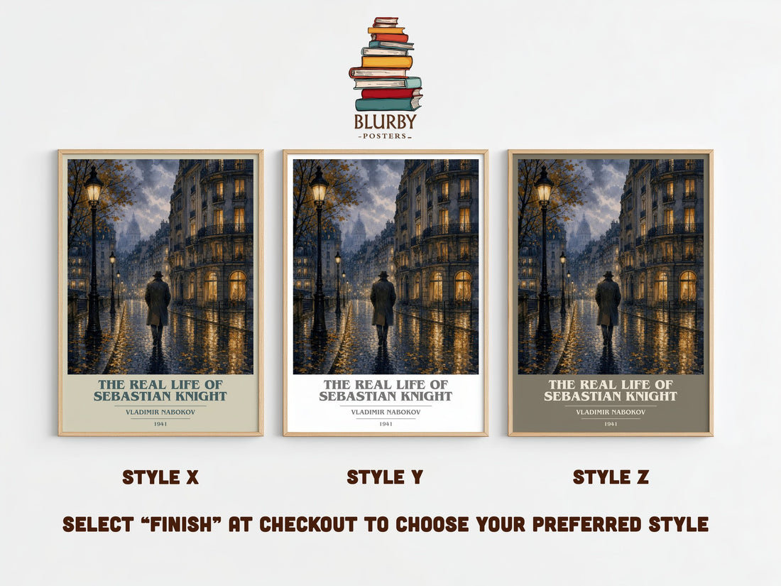 The Real Life of Sebastian Knight book cover print framed by window – literary home decor