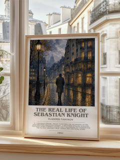 The Real Life of Sebastian Knight bookish print in frame leaning in hallway – literary fiction wall art