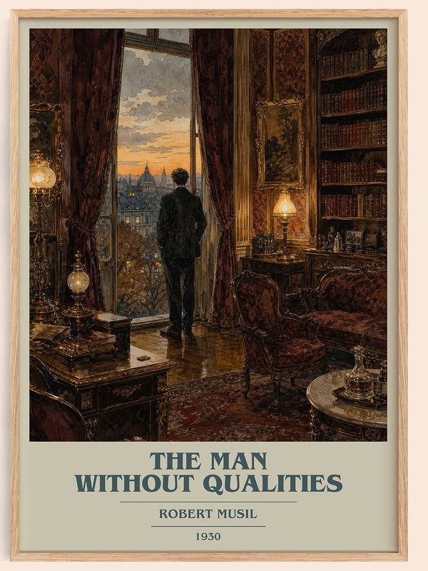 The Man Without Qualities book cover book poster by Robert Musil – framed literary art print