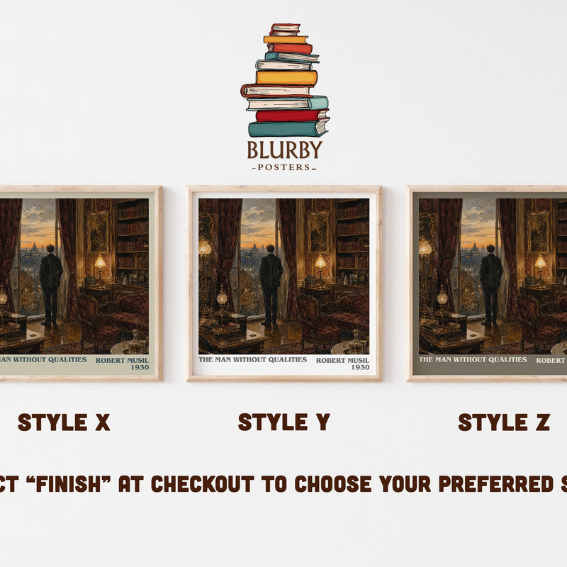 The Man Without Qualities literary print in frame leaning in hallway – literary fiction wall art