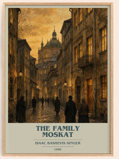 The Family Moskat book cover book poster by Isaac Bashevis Singer – framed literary art print