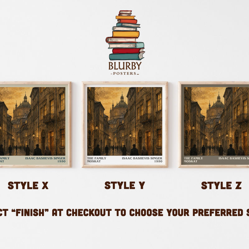 The Family Moskat literary print in frame leaning in hallway – historical fiction wall art