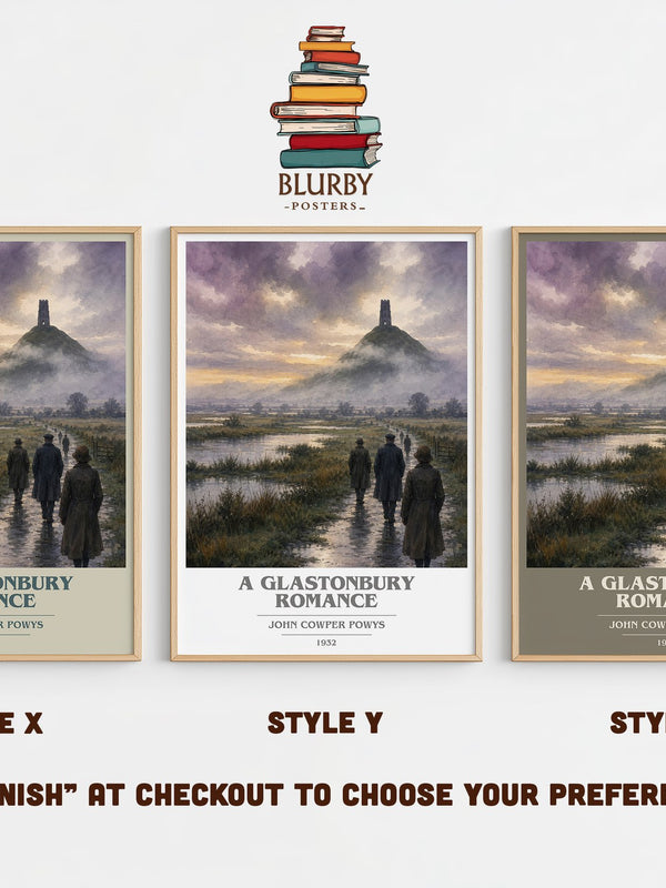 A Glastonbury Romance book cover print in frame leaning in hallway – literary fiction wall art