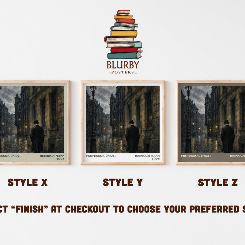 Professor Unrat literary print in frame leaning in hallway – satire wall art