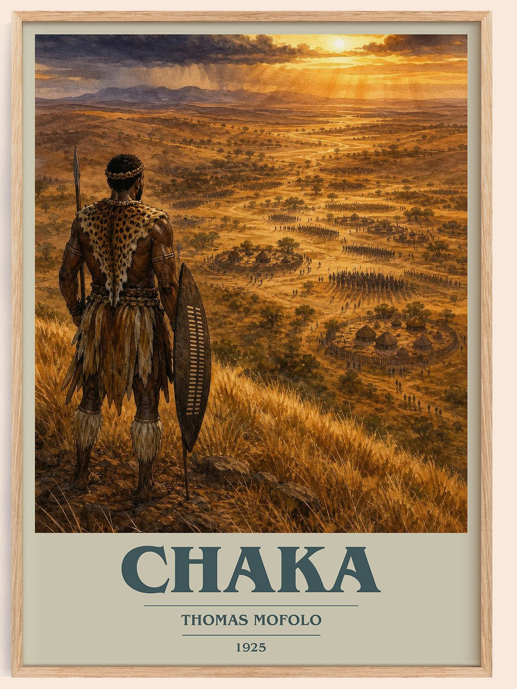 Chaka book cover book poster by Thomas Mofolo – framed literary art print