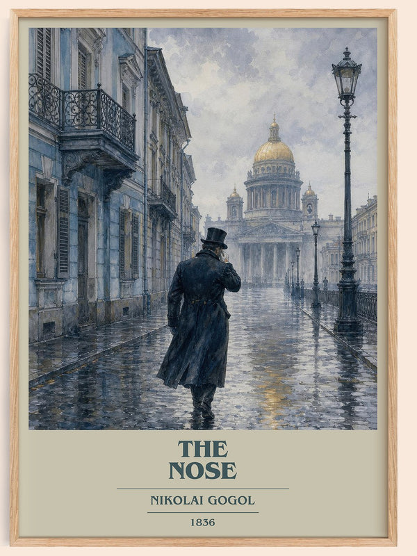 The Nose book cover book poster by Nikolai Gogol – framed literary art print