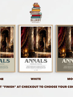 Annals bookish print framed by window – Stone, White and Mocha side by side – choose your colour