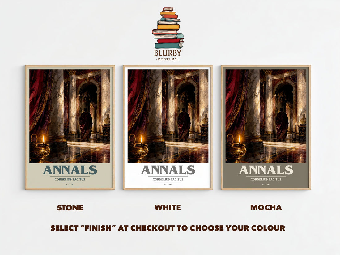 Annals book cover print framed by window – Stone, White and Mocha side by side – choose your colour