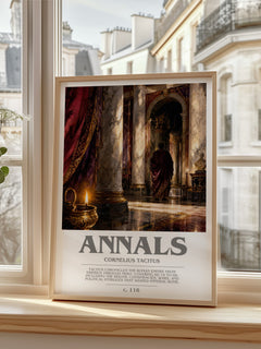 Annals bookish print in frame leaning in hallway – non fiction wall art
