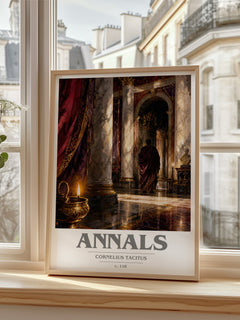 Annals book cover print in frame leaning in hallway – non fiction wall art
