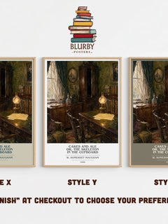 Cakes And Ale Or, The Skeleton In The Cupboard book cover print in frame leaning in hallway – satire wall art