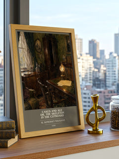 Cakes And Ale Or, The Skeleton In The Cupboard book cover print framed by window – literary home decor