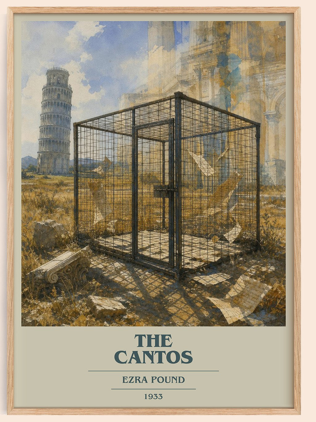 The Cantos book cover book poster by Ezra Pound – framed literary art print