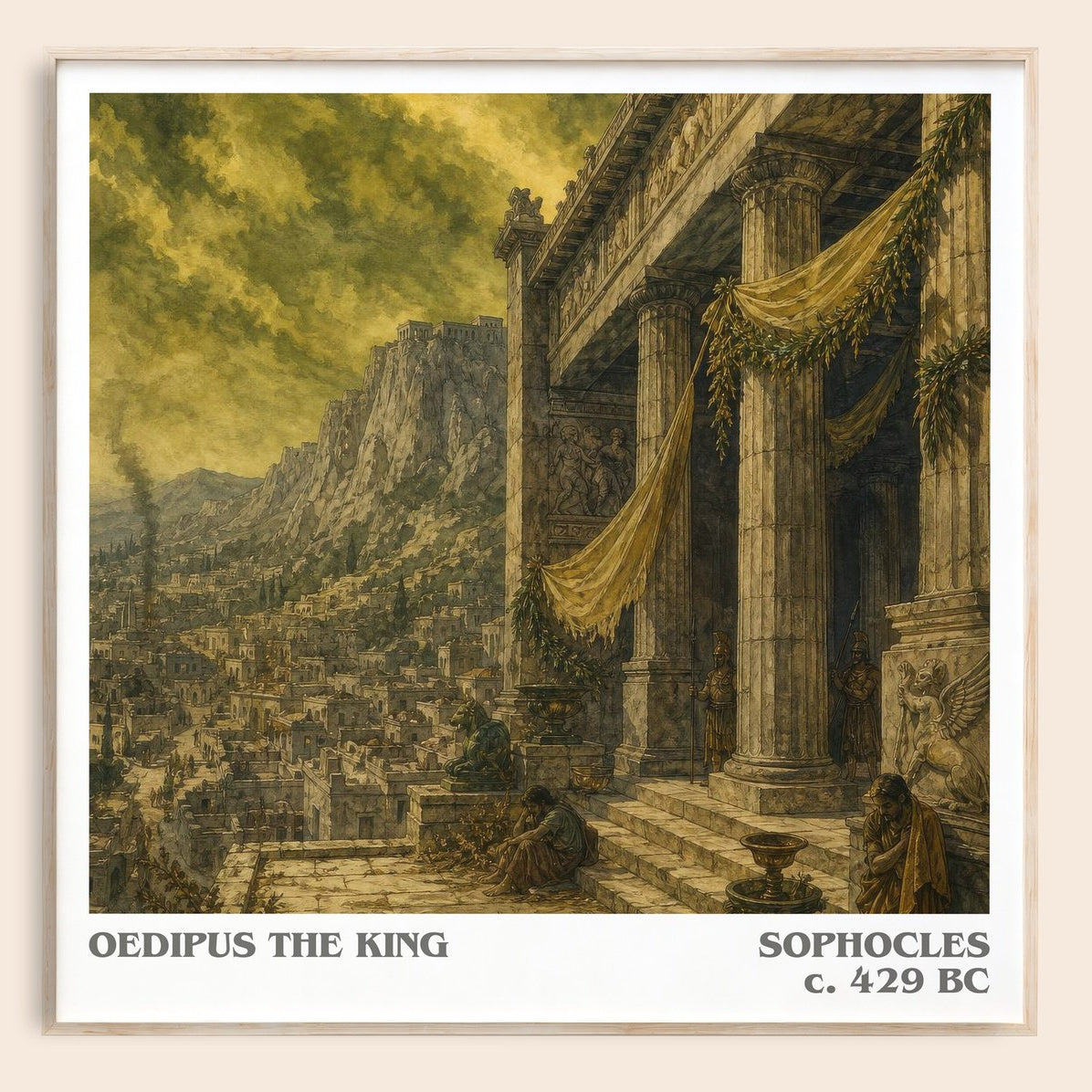 Oedipus the King literary book poster by Sophocles – framed literary art print