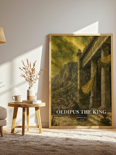 Oedipus the King watercolour print in frame leaning in hallway – classic literature wall art