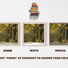 Oedipus the King literary print framed by window – Stone, White and Mocha square prints side by side – choose your colour
