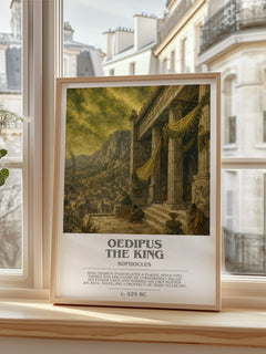 Oedipus the King bookish print in frame leaning in hallway – classic literature wall art