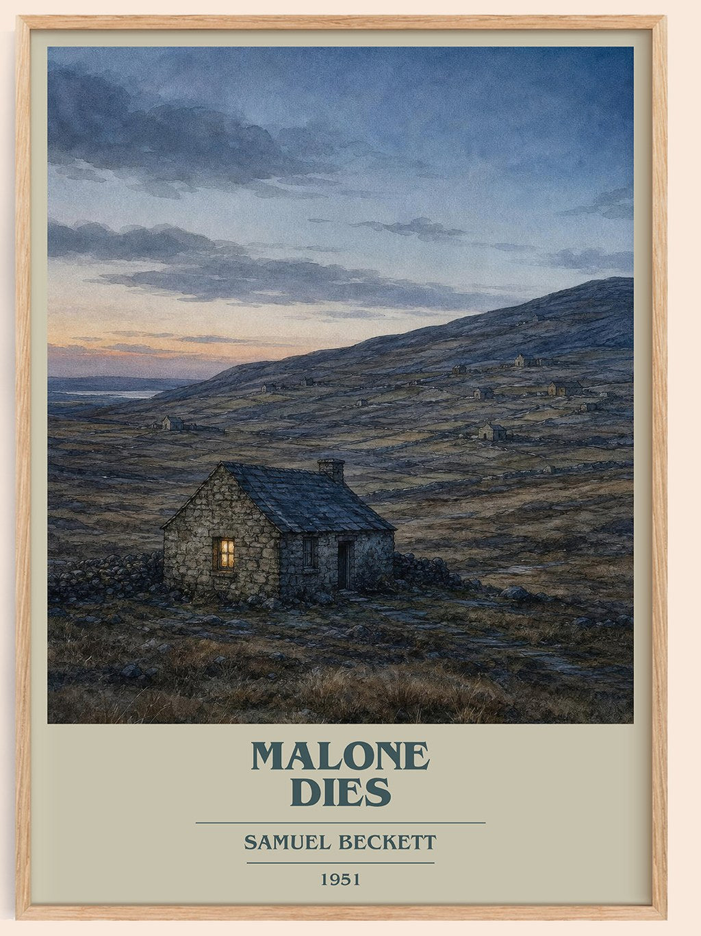 Malone Dies book cover book poster by Samuel Beckett – framed literary art print