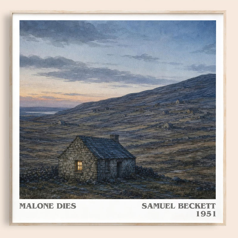 Malone Dies literary book poster by Samuel Beckett – framed literary art print